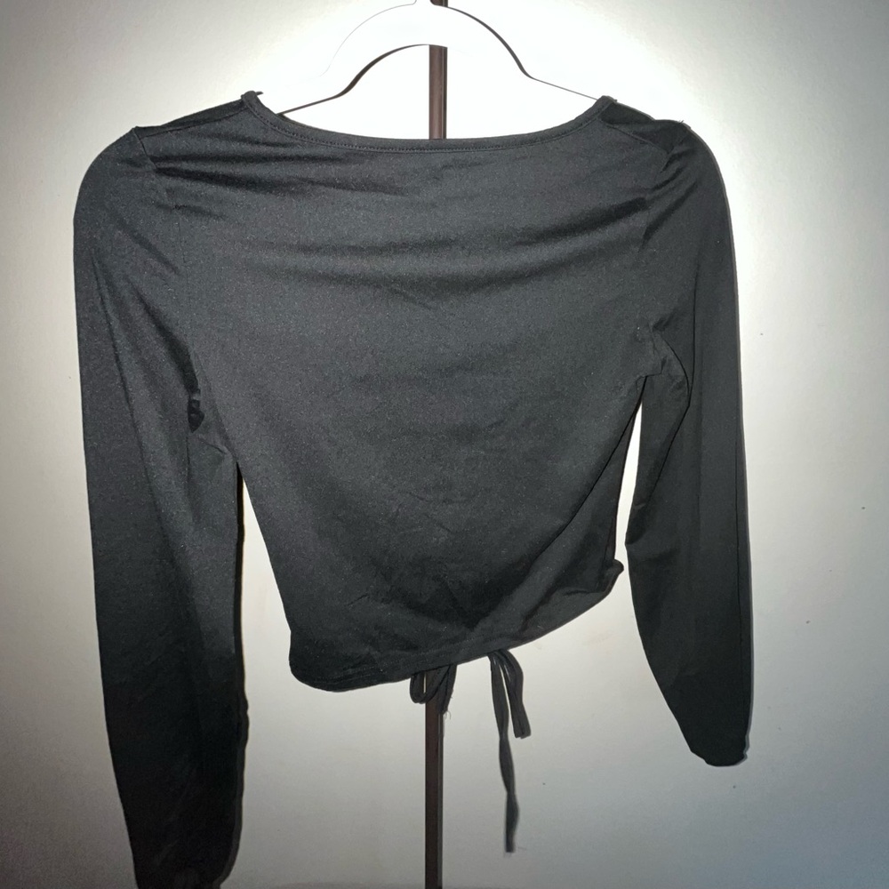Black Ruched Long Sleeve Top - Picture 2 of 2